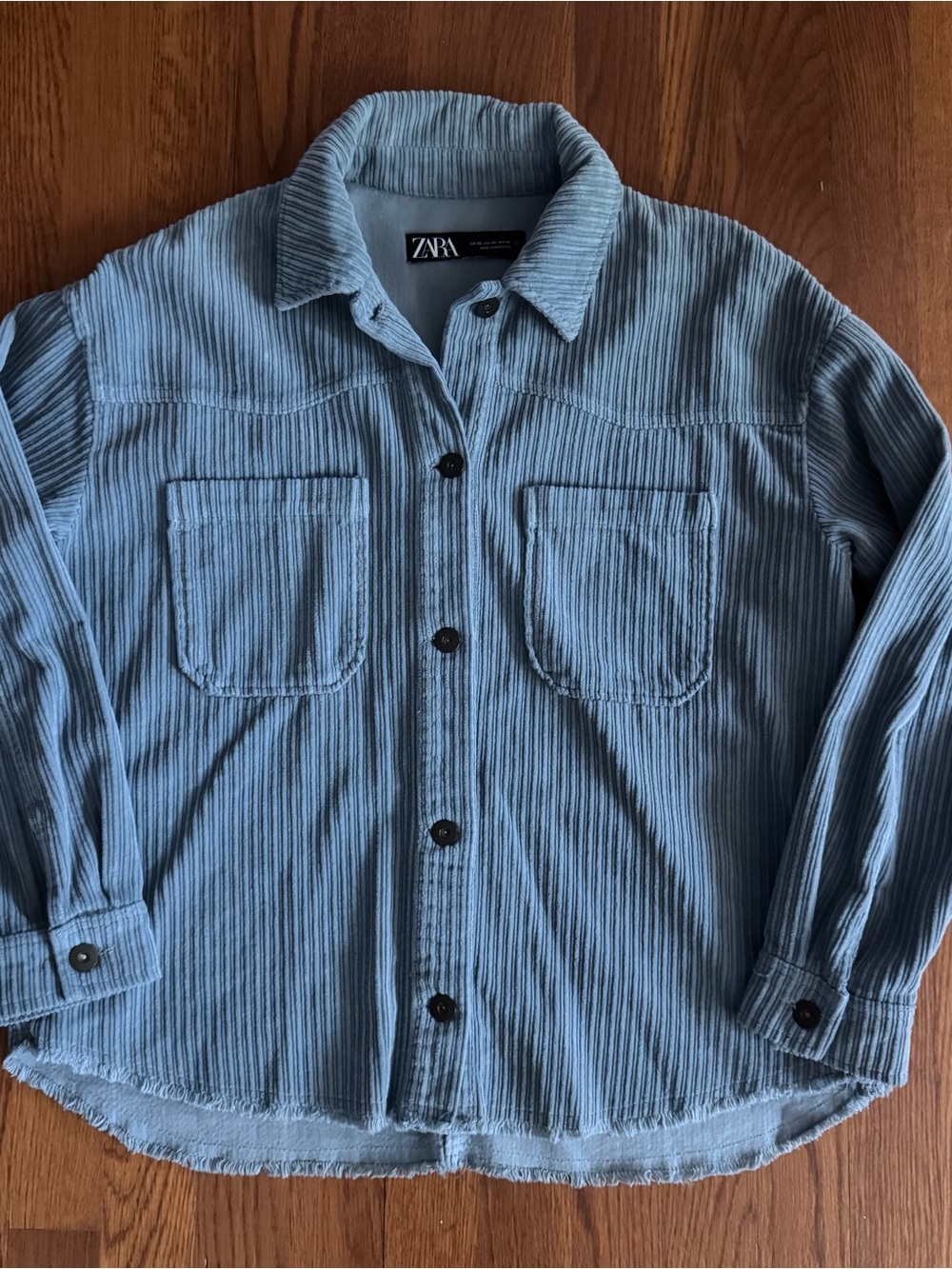 ZARA Light Blue Corduroy Button-Up Shacket